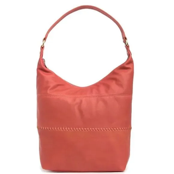 Hobo Entrine Whipstitch Leather Shoulder Tote Bag, Leather, Orange (Ginger) NWT - Picture 2 of 16